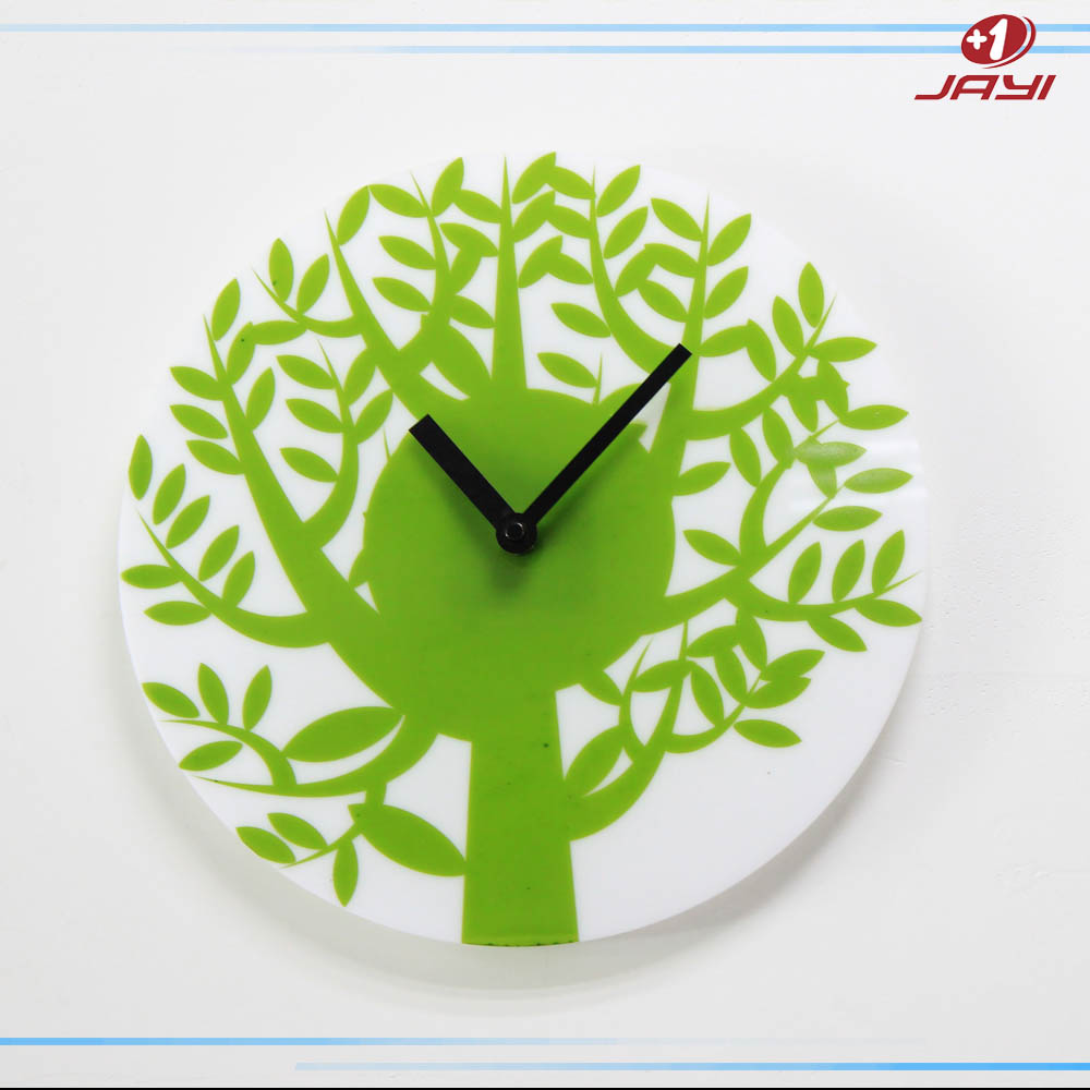 Green forest organic glass clock